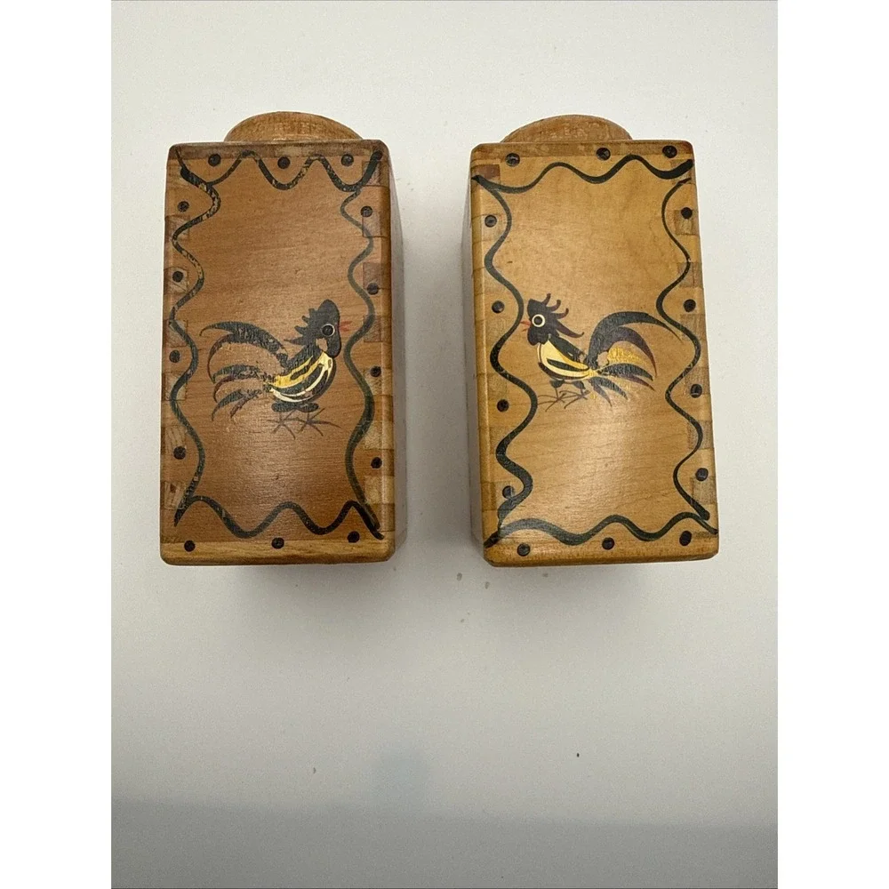 Woodpecker Woodware Rooster Japan 1950's Wooden 4